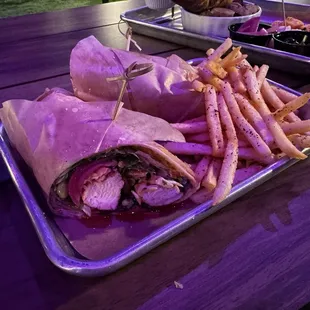 Asian Chicken Wrap with fries