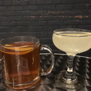 two drinks on a table