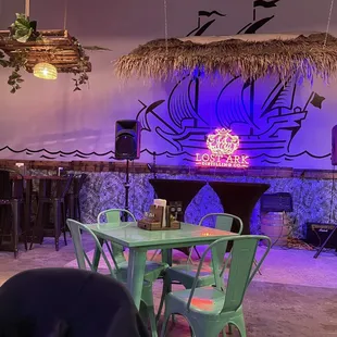 Inside, front area where they conduct trivia night