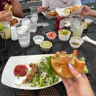 Lost bay burger with side salad