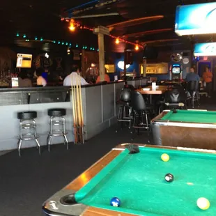 billiards and pool tables in a bar