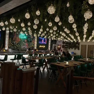 Ceiling lights in bar area