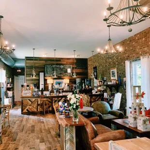 a living room and dining area