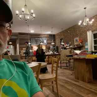 a man sitting in a cafe