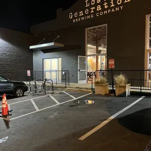 a parking lot at night