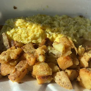Home fries and cheese eggs