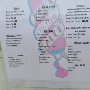 a menu for a restaurant