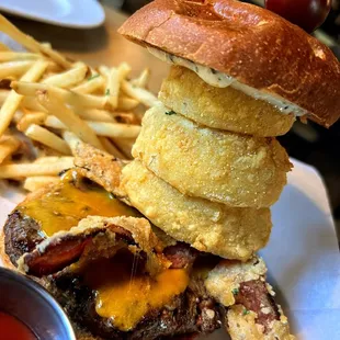 a burger and french fries