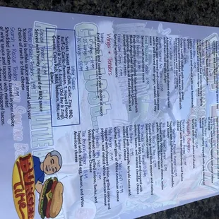 Front of menu