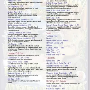 Menu back and front