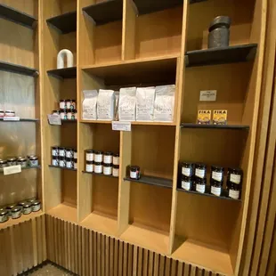 shelves of various products in a store