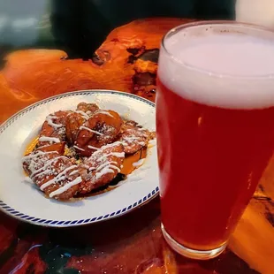 Fried Plantains; Hurricane of Jacarandas Hibiscus Saison 4.1% ABV.