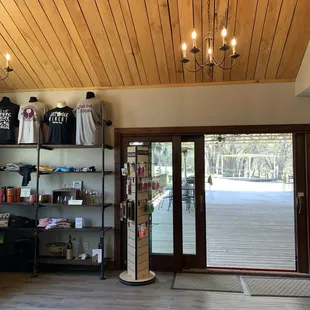 Interior looking out to covered seating area