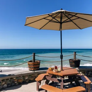 Beach front outdoor seating.