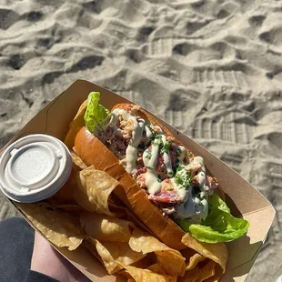 Lobster roll, chips &amp; salsa