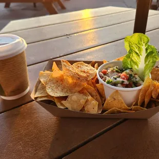 Ceviche with spiced tortilla chips.