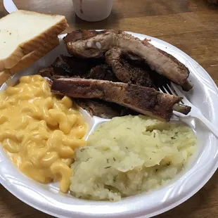 Pork Ribs, Beef Brisket, Parsley Potatoes, Mac &amp; Cheese