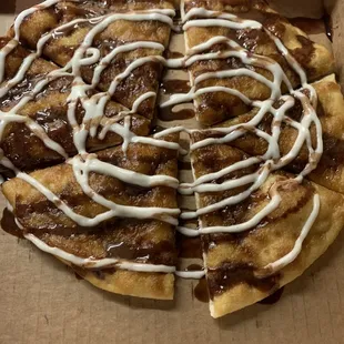 Chocolate cheesecake dessert pizza