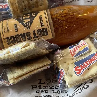 Hot sauce and crackers for tamales