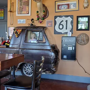 a car in a restaurant
