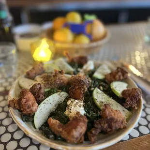 Kale and burrata salad extra chicken