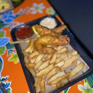 Fish and chips (but I ate half of it already)