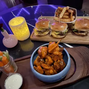 We got these mini cheeseburgers, man!  Lost Signature Lollipop Wings