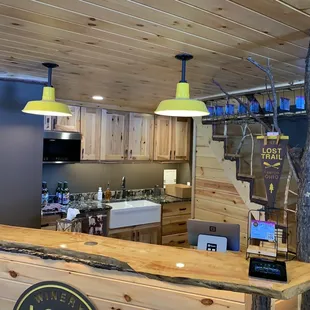 the bar and kitchen