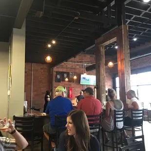 a group of people sitting at a bar