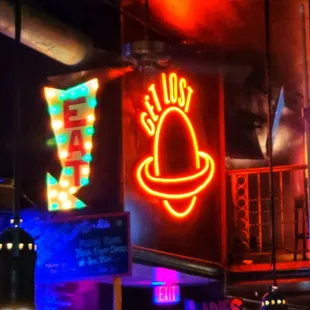 a neon bello sign on a building
