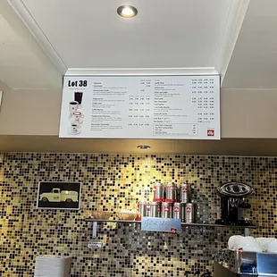 a menu above the counter