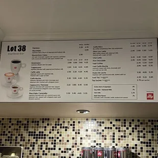 Espresso menu.