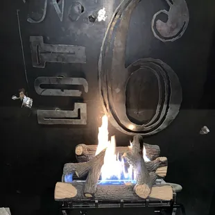 a fire in a fireplace