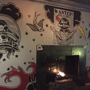 a fire in a fireplace