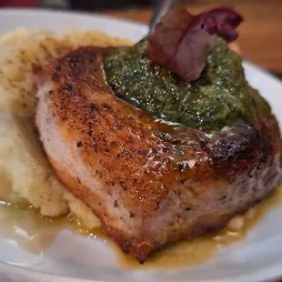 Pork chop with garlic mash potatoes