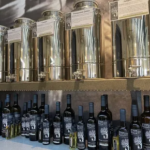 rows of olive oil bottles