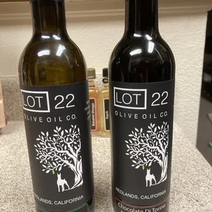 two bottles of olive oil