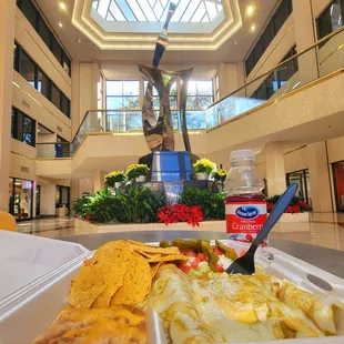 Enchiladas Plate! Public dining tables Building C Atrium, home of Lotsa-Pasta Deli.