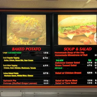 ows a menu for a fast food restaurant
