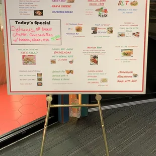 ows a menu for a fast food restaurant