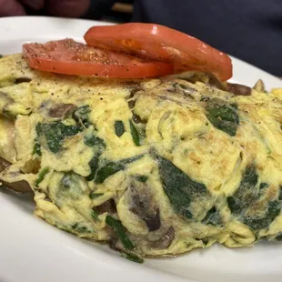 Spinach, mushroom and Munster omelette (special)