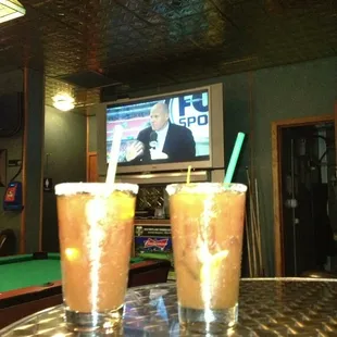 two drinks on a table