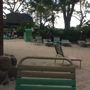 lounge chairs on the beach