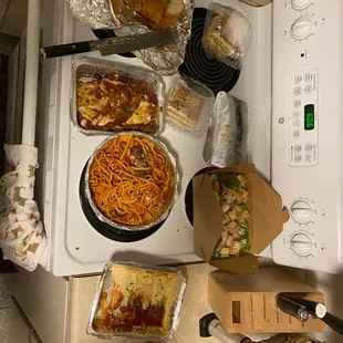 Whole dinner, chicken parm in there too, Sunday supper #1