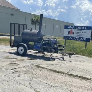 a bbq on a trailer