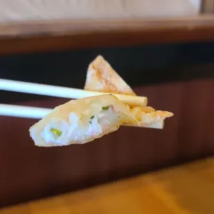 Interior of the Crispy Crabmeat Cream Cheese Wonton  08-27-2023