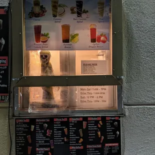 Drive thru with Halloween skeleton.