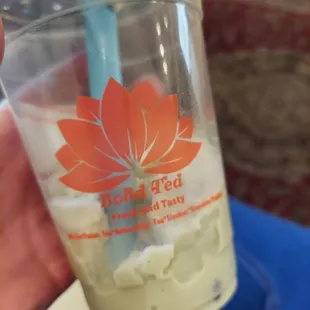 Bomb green tea smoothie with boba!