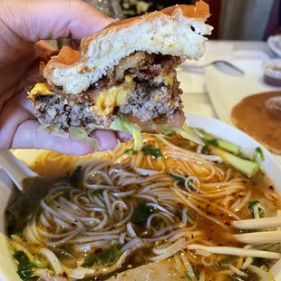 Bbq bacon burger and pho