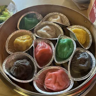 Rainbow dumpling platter